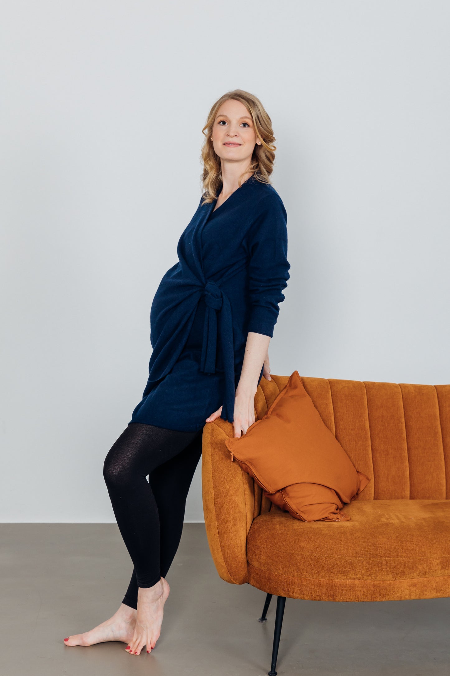 Wickeljacke aus 100% Cashmere in Classic Navy